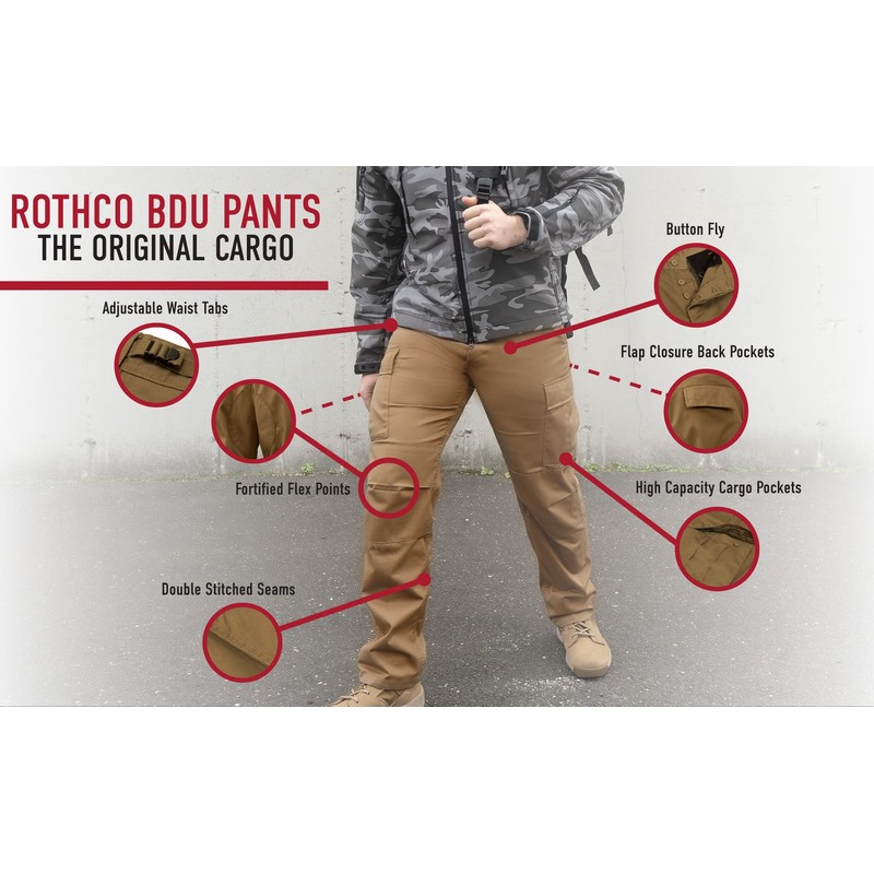 Rothco Tactical BDU Pants (US, Alpha, 5X-Large, Regular, Regular, Black)