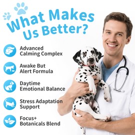 POPPAW Calming Chews for Dogs – Calming Treats for Anxiety, Stress, Separation, Travel&Thunder, Relaxation & Focus Support with L-Theanine, Valerian Root, Chamomile & Ashwagandha, Bacon Flavor, 90Ct