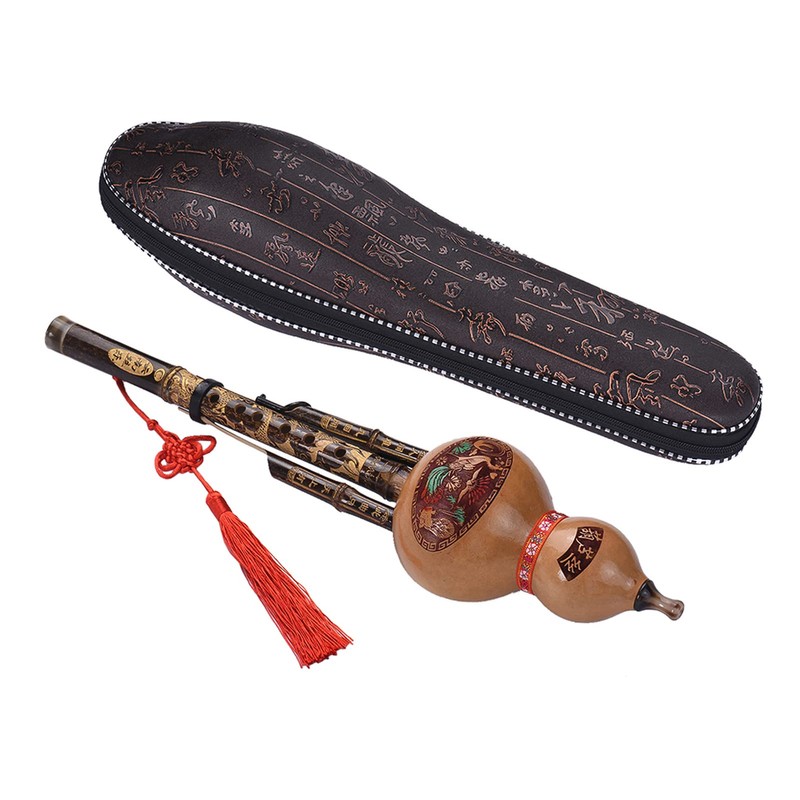 Handmade C Key Hulusi Gourd Black Bamboo Flute with Alloy,