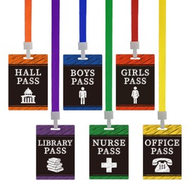 6 Sets PVC Hall Pass for Classroom Chalk Style Hall Pass Lanyards School Passes Set for Teacher Must Have School Classroom Essentials