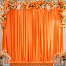 Orange Backdrop Curtain for Parties Wedding,10FT Long Wrinkle Free Orange Curtains Photo Backdrop Drapes Fabric Decoration for Baby Shower Birthday Party 4ft x 10ft,2 Panels