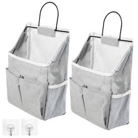 Zxglxinyao 2pcs Wall Hanging Storage Bags with Pockets, Black, Minimalist Style, Wall Organizer Storage Bag for Kitchen, Bedroom, Dormitory