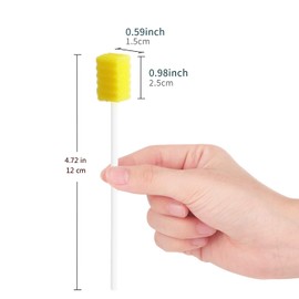 50 Pack Disposable Oral Swabs, Sterile Dental Sponge Swabsticks Unflavored for Mouth & Gum Cleaning - Yellow