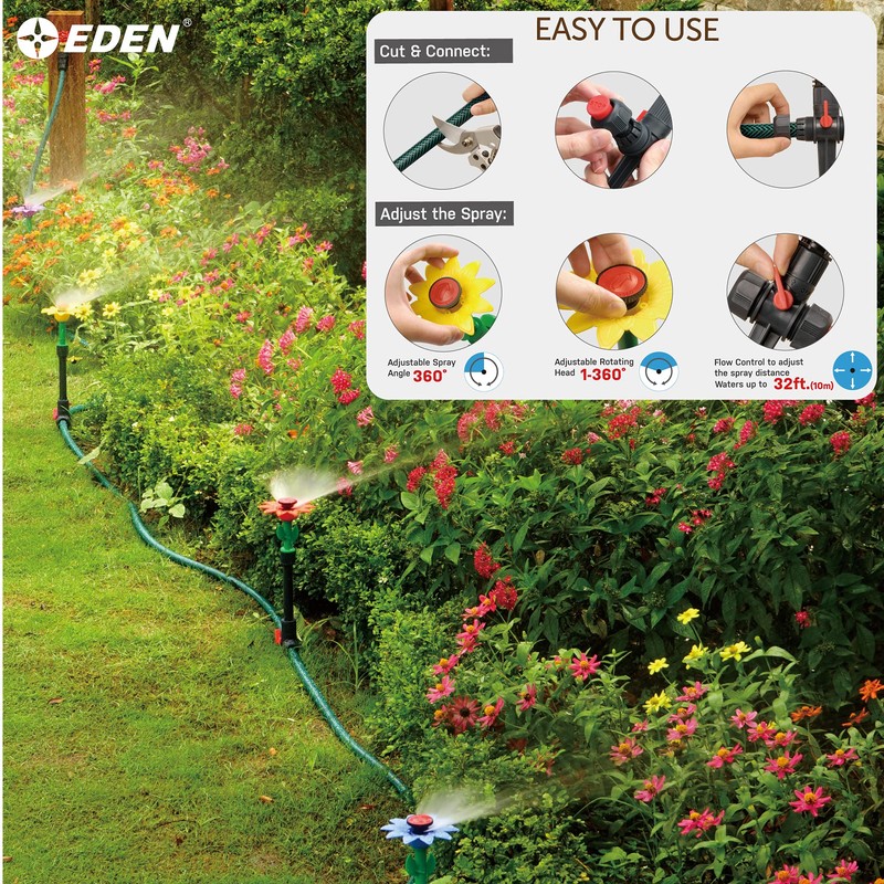 Eden 97065 Daisy Above-Ground 50 Ft Garden Hose and Sprinkler