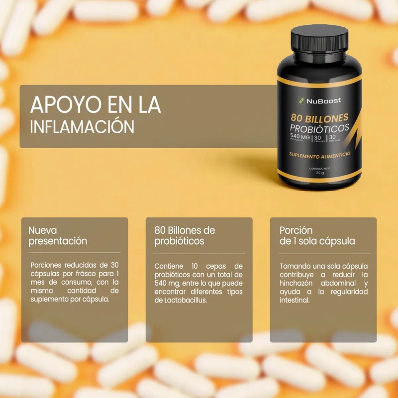 80 Billones De Probiticos Nuboost 30 Cpsulas Lactobacilos Sin Sabor