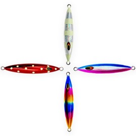 Tuna Jig 200g, Saltwater Fishing Lures, Glow-in-The-Dark Zebra & Polka Dot Colors, 4-Pack, Wire-Through Construction, Deep Sea Fishing Gear