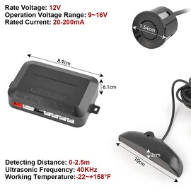 CGEAMDY Parking Sensor Radar, Electromagnetic Induction Universal Car Wireless Parking Aid, Auto LED Display Reversing Parking Sensor System 4 Front Rear Sensors Radar Distance Detection Kit