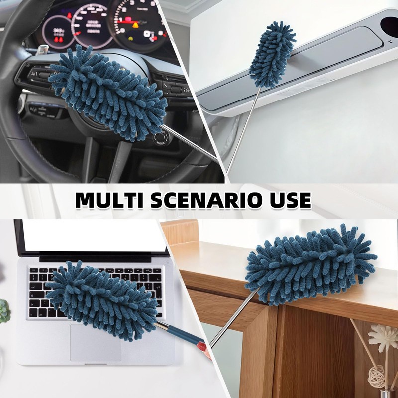 2Pcs Car Interior Duster with Extension Pole Soft Dash Vent