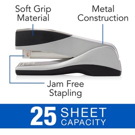 Swingline Stapler, Optima Grip Compact Desktop Stapler, 25 Sheet Capacity, Jam Free, Silver (87816) (S7087816B)