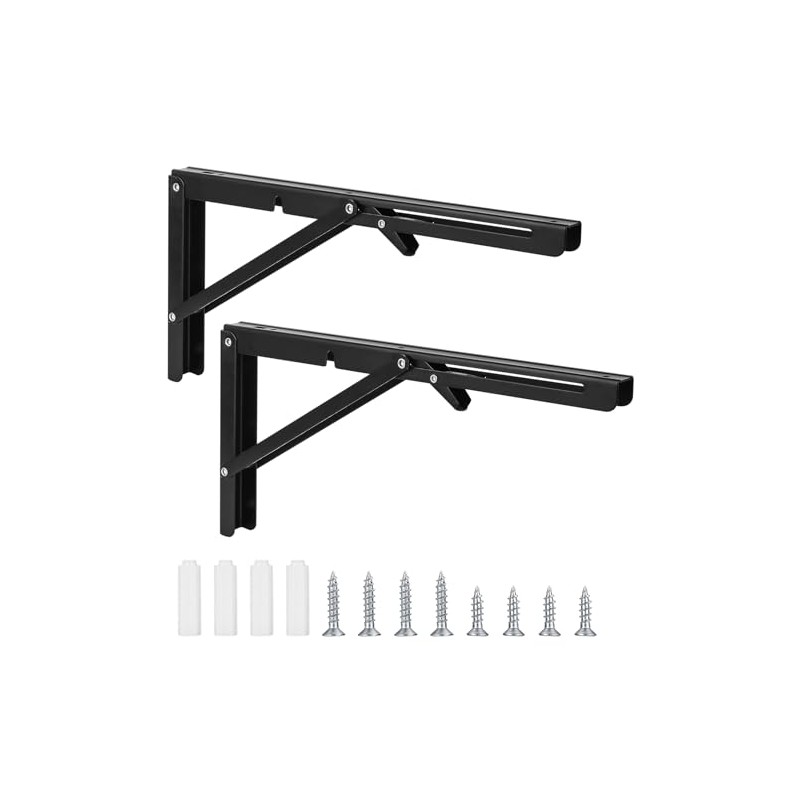 Folding Console, Heavy Duty Hinges Foldable, Angle Shelf Brackets, Iron