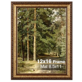 Splinterix 12x16 Gold Picture Frame, Ornate Vintage Picture Frames for Wall or Tabletop Display, 12x16 Photo Frame Gold with Real Glass, Display Poster 8x10 with Mat or 12x16 without Mat for Antique Déco