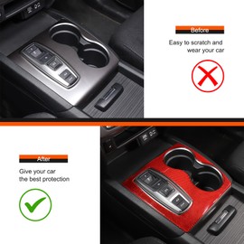 Heutamo Carbon Fiber Gear Shift Panel Cover Trim,Black Soft Shifter Storage Panel Frame for Honda Pilot 2016-2022/Ridgeline 2020-2023/Passport 2019-2023. (Red)