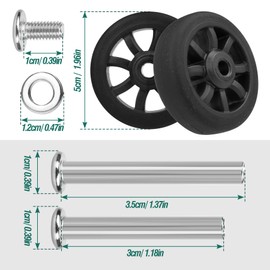 Suitcase Caster, Set of 4, Wheel Repair, Tire Replacement, Wheels, Repair, Caster Replacement, Easy Installation, Replacement Wheels (Diameter 2.0 inches (50 mm)