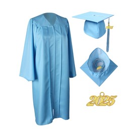 GraduationService Matte Gown Cap Tassel 2017 Unisex, Sky Blue, 60(6.3-6.5)inches