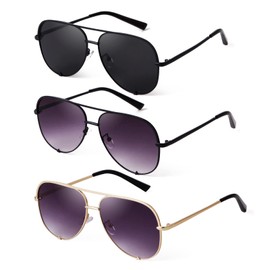SORVINO Oversized Aviator Sunglasses for Women Men Trendy Retro Bulk Shade Black Faded Sun Glasses Classic UV Protection, Black+grey+gold, oversized