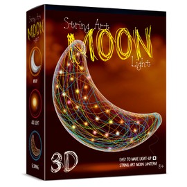 EDUMAN Moon 3D String Art Light Kit for Kids, Easy DIY Light-Up Moon Lantern Craft with LED String Lights | Fun Art & STEM Gift 8 Years Old for Kids & Teens