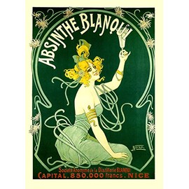 Fashion Blond Lady Girl Absinthe Blanqui Nice France French Drink Bar Restaurant 12" X 16" Image Size Vintage Poster Repro