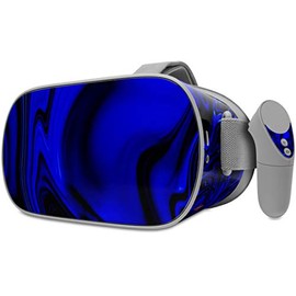 Decal Style Skin Wrap Compatible with Oculus Go Headset - Liquid Metal Chrome Royal Blue (Oculus NOT Included)