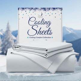 SLEEPHORIA 4 PC Cooling Sheets Full Size Bed Set - Temperature Regulating Bedding for Hot Sleepers - Deep Pocket Cooling Bed Sheets Full for Night Sweats and All-Night Cool Comfort (White)