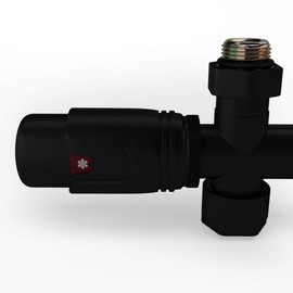 Design Multiblock for Radiators - Centre Connection Set in Black with 50 mm Hub Spacing - Tap Block, Thermostatic Valve, Connection Fitting for Plastic and Copper Pipes