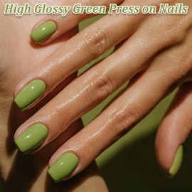 French Press On Nails - 24Pcs Square Fake Nails - French Tip Stick on nails with Glue - Acrylic Full Cover False Nails for Women Girls XU06
