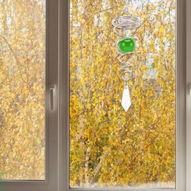 2Pcs Staring Ball Spiral Tail Wind Spinner Stabilizer Stainless Steel Spiral Wind Chimes Suitable for Outdoor Decoration (Green)