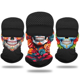 Cutewing Full Face Mask for Women Skull Print Balaclava Sun Protection Face Cover Mask Windproof Ski Mask Outdoor Hood Headwear Mask Neck Gaiter for Motorcycle Fishing Snowboarding with 3PCS