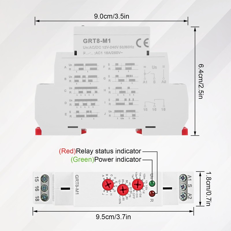 Multifunctional Delay Time Relay, GRT8-M1 Time Relay Delay with 10