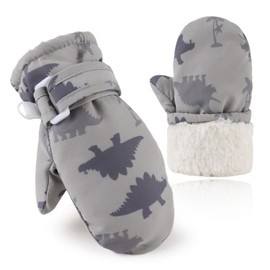Toddler Winter Gloves Waterproof Baby Mittens Warm Fleece Kid Gloves for Boys Girls Snow Mittens 1-5 Years (Gray, M)