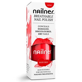 Nailner Nailner Breathable Nail Polish 8 ml - Gentle Nail Varnish Suitable for Use with All Nailner Fungal Nail Treatments - Conceals Dry Damaged Discoloured or Brittle Nails - Rosy Red Gel Nail Polish