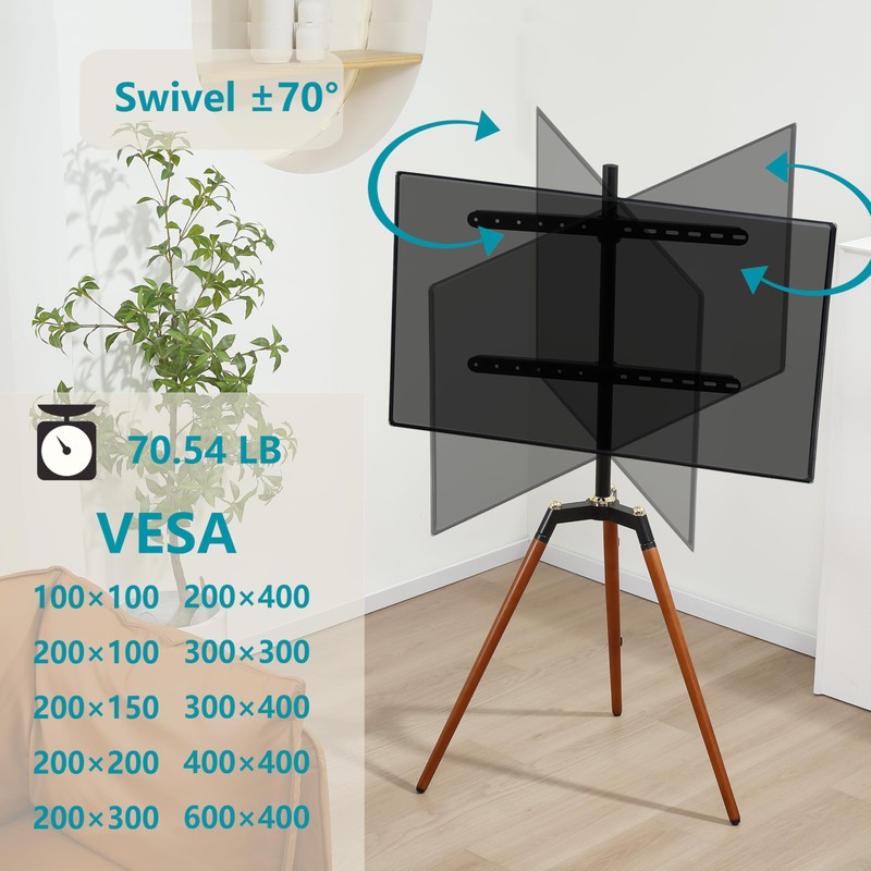 Fydeamer Universal Tripod Easel TV Stand for 32-65 inch LED