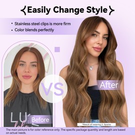 WindTouch Clip in Hair Extensions Human Hair, 15 Inch 70g #6 Chestnut Brown Hair Extensions, Clip in Hair Extensions for Women Real Human Hair, Soft Natural Straight Browm Hair Extensions