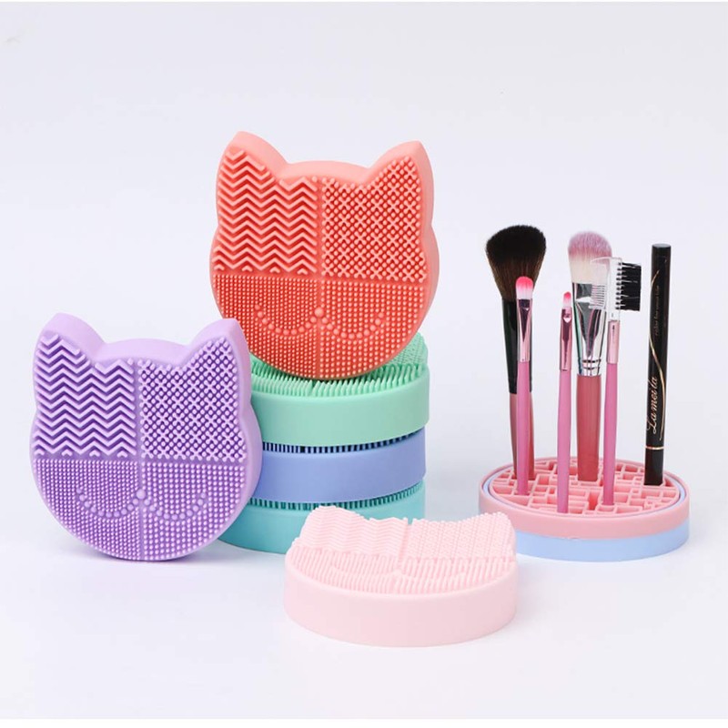 Alfombrilla de silicona para limpieza de brochas de maquillaje con