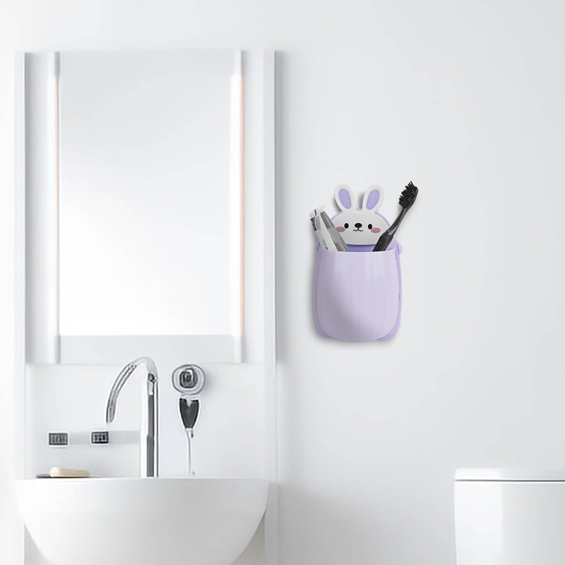 Biiange Rabbit Toothbrush Holder, Cute Toothpaste Holder, Space-Saving Bathroom Organizer