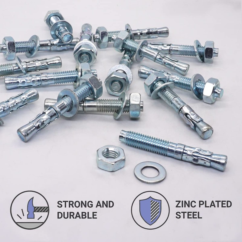 SKIR'CO Pack of 8 Wedge Anchors M10 x 70 mm,