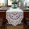 auons White Lace Table Runner Dresser Scarf Crochet Elegant Macrame