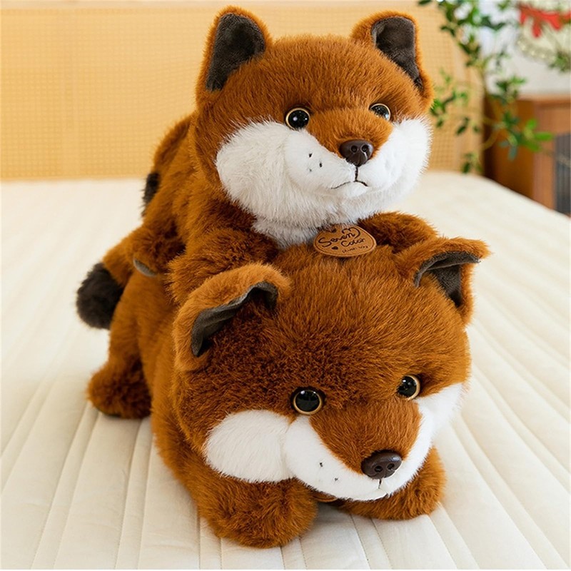 champracer Cuddly Toy Fox, Cute Brown Fox Doll, Fluffy Stuffed