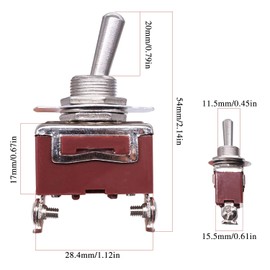 Taiss/3pcs Rocker Toggle Switch Heavy Duty 20A 125V 15A 250V SPST 2 Terminal Pin ON/OFF Metal + 3pcs Waterproof Cover Ten-1021