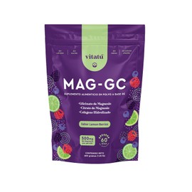Vitatú | Mag GC sabor Lemon Berries Glicinato de Magnesio, Citrato de Magnesio y Colágeno Hidrolizado + Saborizantes naturales, 60 días de duración