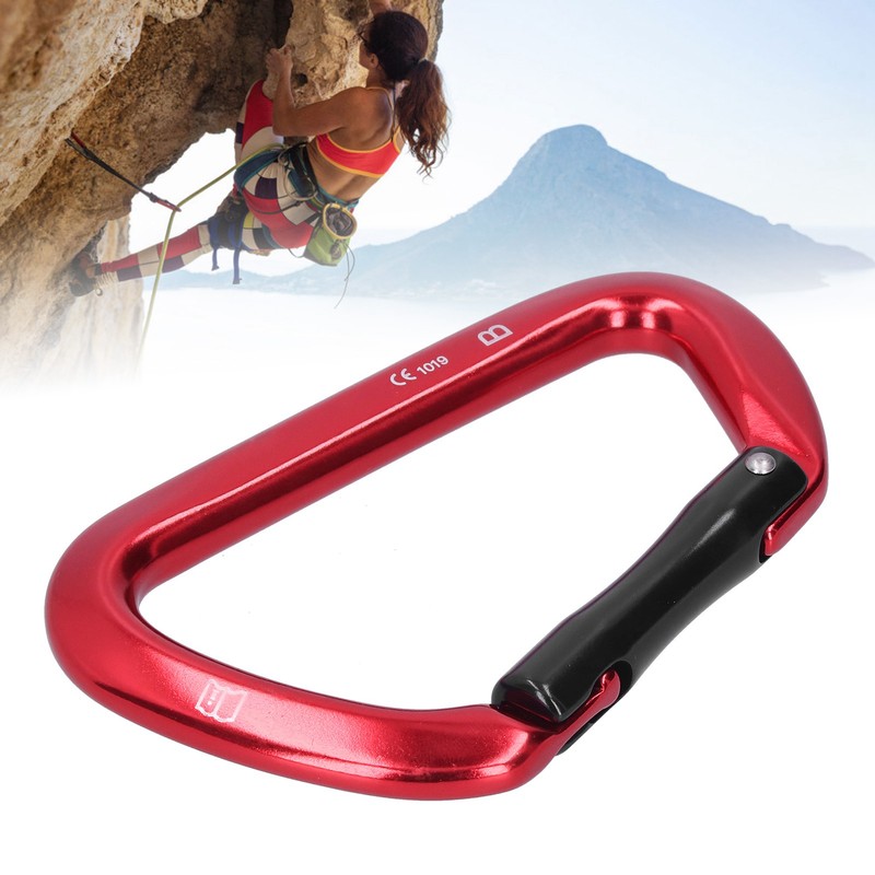 D shape Carabiner Climbing Buckle 25KN Lateral Tension Straight Opening
