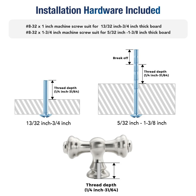 JOY DECOR 10 Pack Brushed Satin Nickel Kitchen Cabinet Knobs