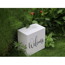 MaiiTiproll White Acrylic Wedding Card Box with Slot, DIY Large Card Box with Assembly Parts, Party Cards Receiving Box for Birthdays, Graduation & Baby Shower, Easy for Traveling(10x10x6.18)