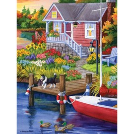 Bits and Pieces – Large 300 Piece Jigsaw Puzzle for Adults – ‘Lakeside Retreat’ by Artist Nancy Wernersbach, Completed Puzzle Size: 18" x 24"