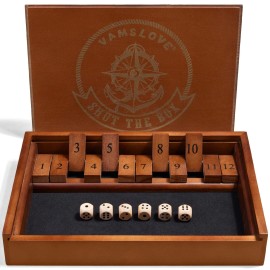 Vamslove Shut The Box Dice Game Wooden Board Table Math Game for 2 Players and Up, 12 ...