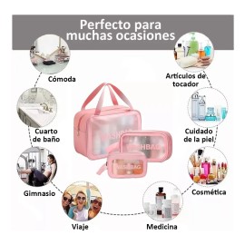 Neceser Transparente De Viaje Tres Colores Disponibles
