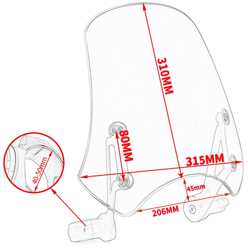 Motorcycle Windshield Deflector with Bracket Double Bubble Windscreen Fit for