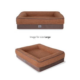 Memory Foam Dog Bed for Large Dogs. Waterproof Dog Sofa Bed Large, Supportive Foam Pet Couch Bed with Removable Washable Cover with Waterproof Cover and Non Skid Bottom, Brown