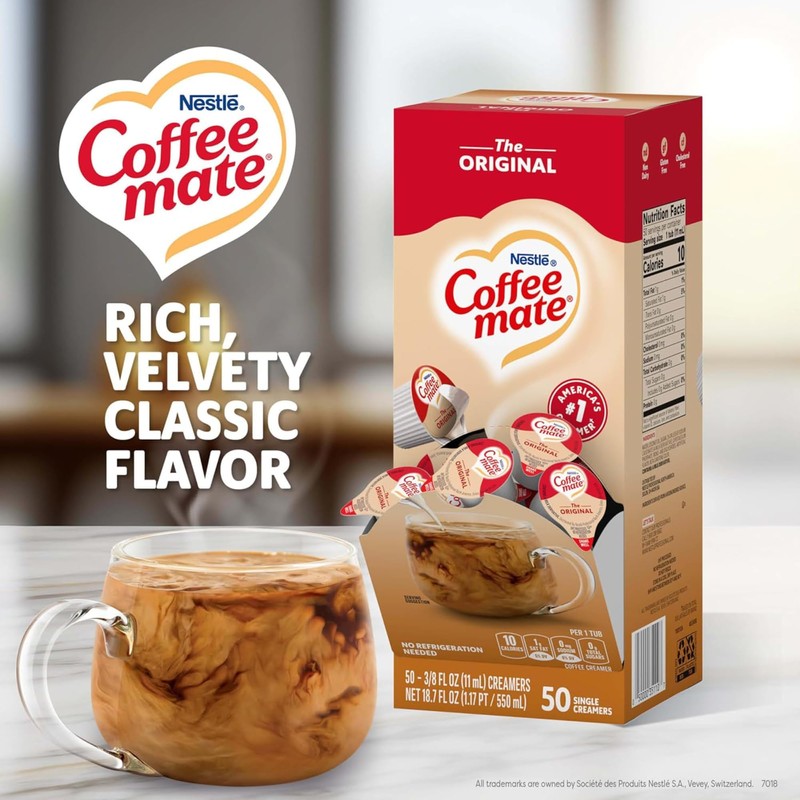 Nestle Coffee mate Liquid Coffee Creamer Singles, Original, 50 Ct