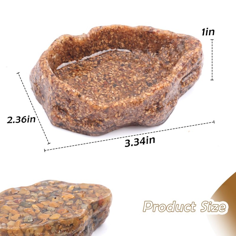 2 Pack Reptile Food Bowl Natural Sandstone Water Dish for