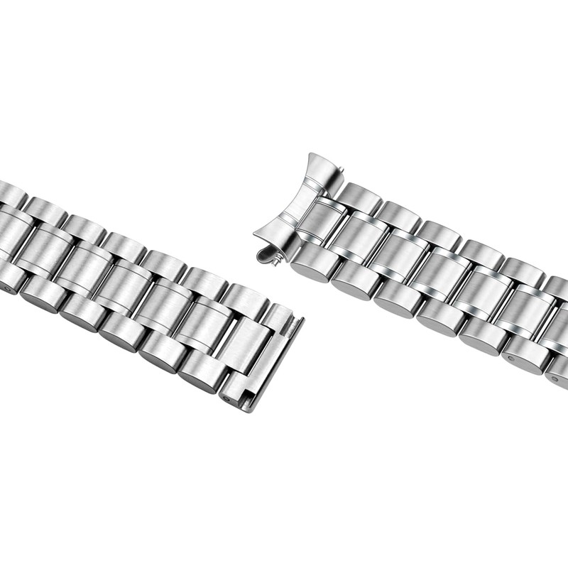 Hstrap 20mm Brushed Watch Band, Curved End Straight End Metal